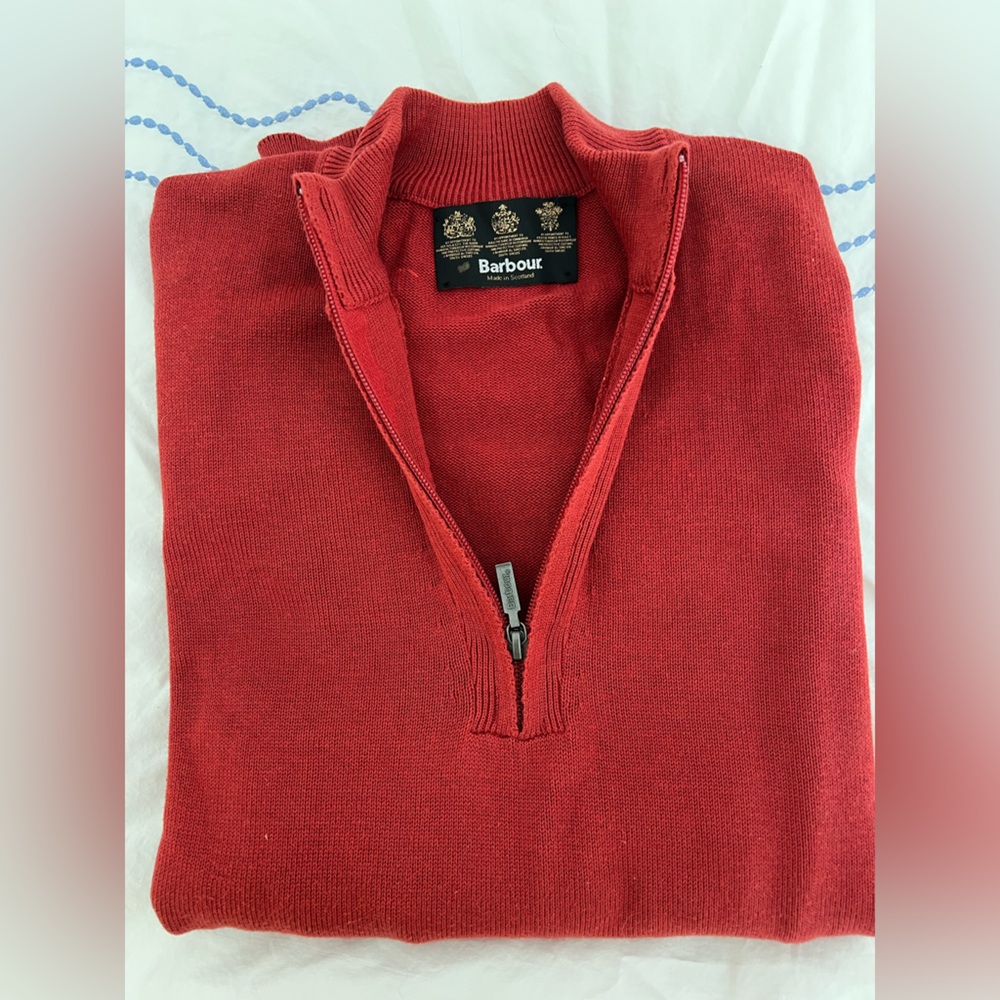 Barbour Classic Cotton 1/2 Zip Sweater Made in Scotland Size Medium